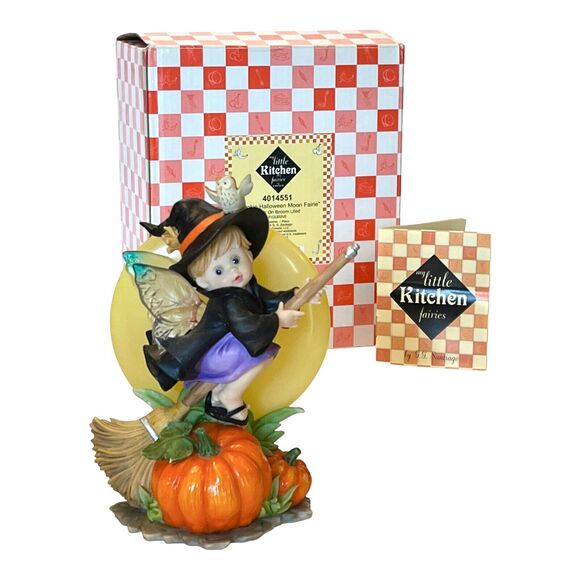 My Little Kitchen Fairies SPOOKIE HALLOWEEN MOON FAIRY Lite Up Witch Broom Fairy - Picture 1 of 10